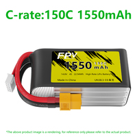 Batterie semi-solide 14,8 V 1550 mAh 150C 4S1P avec connecteur XT60 pour drones FPV, jouets, voitures, certifiée CE/UN38.3, 22,94 Wh, 232,5 A