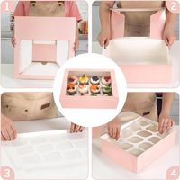 Personnalisé Rose 8 12 Mochi Donuts Maïs Hot Dog Gâteau Cookie Dessert Sushi Chocolat Noix À Emporter Cupcake Boîtes à Bento avec Séparateurs