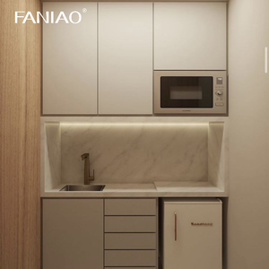 Mobiletto Moderno per Mini Cucina d'Albergo con Lavello, Rubinetto, Cerniera, Cassetto e Cestello per Uso in Appartamenti Singoli - Product Image 5