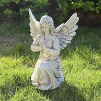 Sculpture en résine d'ange fée priant, agenouillée, ailée, faite à la main, peinte à la main, décoration de jardin, pelouse, maison