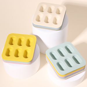 Congélateur alimentaire moules à glace en silicone écologique bébé fruits frais sucette alimentation sans Bpa Silicone Mini <span class=keywords><strong>bac</strong></span> à glaçons avec couvercle - Product Image 2