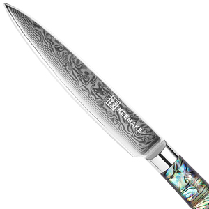 Keemake 5 inch 67 lớp Damascus thép tiện ích dao gương đánh bóng bào ngư vỏ xử lý Ambidextrous cho nhà bếp chuyên nghiệp - Product Image 2