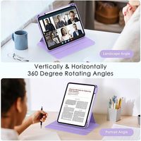 Coque pour IPad(A16) 11e génération 2025 et 10e génération 2022 avec porte-crayon, antichoc, rotation à 360 degrés, dos transparent pour iPad 11 "/10.9".