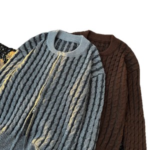 <span class=keywords><strong>Cardigan</strong></span> <span class=keywords><strong>a</strong></span> Righe con Contrasto di Colore, Lavorazione <span class=keywords><strong>a</strong></span> Trecce, Stile Retrò Autunnale per Ragazzi, Maglione Versatile in Poliestere Stile Americano - Product Image 5