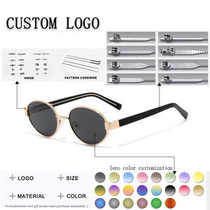 Unisex Oval Metal Frame Sunglasses Green Lens 100% UV Protection Retro Style Casual Wear for Adults - Product Image 2