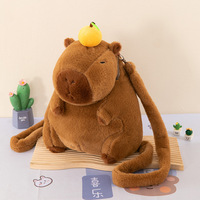 Sac à dos messager en peluche super douce et écologique, motif Capybara mignon, style dessin animé, pour enfants - Grande vente