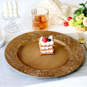 XiangJin di lusso per cena piatto moderno rettangolare nuovo cerchio in plastica oro elegante sottopiatto per uso domestico - Product Image 4