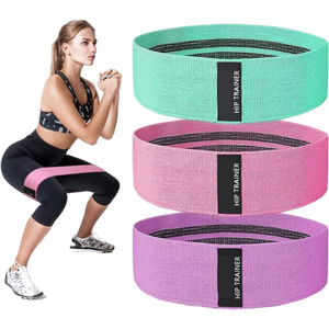 थोक कारखाने कस्टम लोगो पॉलिएस्टर सूती कपड़े फिटनेस पाश लोचदार व्यायाम हिप सर्कल बैंड - Product Image 1