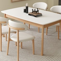 Ensemble table et chaises de salle à manger en bois massif et ardoise, style moderne et minimaliste, durable, pour petites familles, salons/salles à manger, extérieur