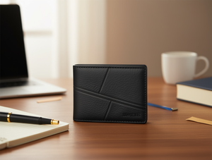 Portafoglio da uomo in vera pelle JD, pieghevole, corto, con pannelli, ideale come regalo - Product Image 2