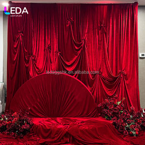 Cortina de Tela Roja Personalizable LEDA, Cortina de Terciopelo para Eventos y Bodas - Product Image 2