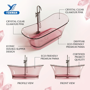 Baignoire en résine transparente rose Artistic Glamour, certifiée CE SAA, baignoire de luxe pour <span class=keywords><strong>spa</strong></span> personnel, baignoire de relaxation haut de gamme - Product Image 4
