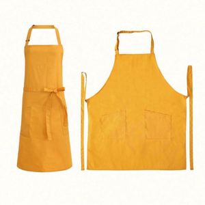 Custom Print Polyester Cotton Chef Apron Blank Unisex Adjustable <b>Bib</b> Apron With 2 Roomy Pockets - Product Image 3