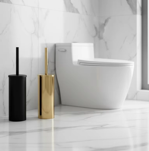 Soporte Moderno Minimalista para Escobilla de Inodoro de Acero Inoxidable, Redondo, Independiente, con Acabado Negro, Dorado o Cromado, Accesorio de Baño - Product Image 3