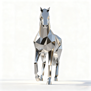 Escultura Moderna de Caballo Geométrico en Acero Inoxidable, Pieza de Arte Abstracto para Decoración Contemporánea del Hogar u Oficina, Tamaño Personalizado - Product Image 4