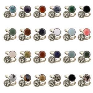 El diseño del anillo del árbol <span class=keywords><strong>de</strong></span> <span class=keywords><strong>la</strong></span> <span class=keywords><strong>vida</strong></span> <span class=keywords><strong>de</strong></span> cristal natural se siente pequeño y <span class=keywords><strong>de</strong></span> lujo Anillo <span class=keywords><strong>de</strong></span> apertura ajustable Joyería - Product Image 1