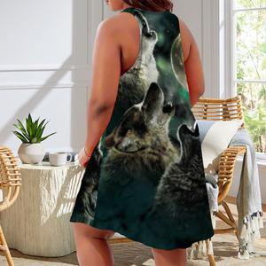 Phụ nữ hú Sói mặt trăng của phụ nữ ăn mặc-Sói tinh thần TEE đồ họa TEE cho những người yêu thiên nhiên-Món quà mùa hè mát mẻ - Product Image 3