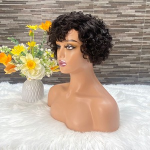 100% vierge brésilienne cheveux humains <span class=keywords><strong>Afro</strong></span> Curl perruque courte faite à la machine coupe de lutin perruque bouclée perruques de cheveux humains naturels pour les femmes noires - Product Image 2