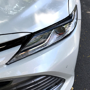 Headlight Eyebrow <b>Car</b> Stickers Piano Black Carbon Fiber Texture For 2018 Toyota Camry Body <b>Decal</b> ABS Material - Product Image 1