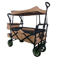 Double poignée pour poussette de bébé en plein air Chariot grand espace pliable Pare-soleil pour plage, camping, pique-nique OEM personnalisable
