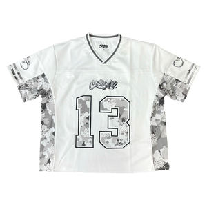 Camiseta de Fútbol Americana Retro con Mangas Cortas Desmontables, Diseño Personalizado con Parches, Estilo Urbano, Transpirable, Cuello en V, Poliéster/Algodón - Product Image 2