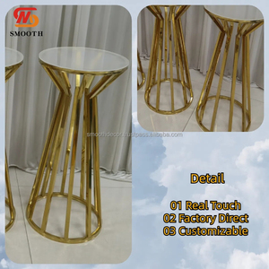 Support de gâteau de décoration de fête d'anniversaire lisse présentoir de plinthes en acier inoxydable doré mariage - Product Image 2