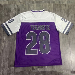 Personnalisé Hommes Violet Équipe Club Uniforme Streetwear Jersey Brodé Boxy Rugby Col En V Mesh Chemises Sports Football Américain Jersey - Product Image 2