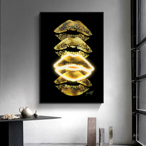 Grande Décoration Murale Mixte pour la Maison : Lèvres Sexy, Néon, Peinture en Porcelaine Cristalline, Pickles, Peinture LED 3D - Product Image 3