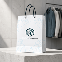 Sacs en papier kraft personnalisés avec logo, directement de l'usine, sacs d'emballage pour vêtements, sacs de shopping, sacs classiques de luxe blancs Montagne enneigée