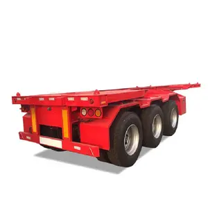 3 Axles 40 Ft 60 Ton 12 Lock Skeleton Semi Trailer Shipping Container Trailer Transport Chassis Truck Used For Sale