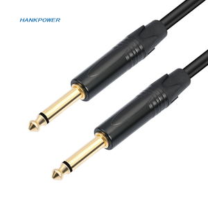 1/4 TS câble blindé <span class=keywords><strong>Double</strong></span> <span class=keywords><strong>couche</strong></span> grand 2 noyaux plaqué or 6.35mm mâle à mâle guitare électrique Console de mixage câble Audio - Product Image 2