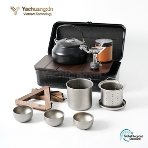 Outdoor Portable Tea Set Stainless Steel Kettle with Cups in Black <b>Storage</b> <b>Box</b> for <b>Camping</b> Cooking All Seasons - Product Image 5