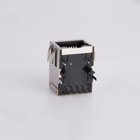 Connecteur Ethernet femelle RJ45 blindé en métal plaqué or 6u, avec filtre et loquet, pour carte PCB en PBT polyester, compatible 10/100 BASE-T