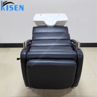 KISEN Prix abordable Fauteuil de lavage noir pour salon de coiffure avec bac à shampoing et chaise, à vendre