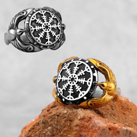 Cincin Baja Tahan Karat 316L yang Dipersonalisasi Grosir Tahan Air Anti Noda Vintage Punk Gothic Perhiasan Fashion Nordik Viking