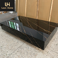 Table basse centrale en marbre naturel noir de style italien luxueux et simple