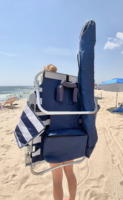 Chaise de plage à dos avec trou pour le visage-Chaise longue portable avec porte-gobelet-Chaise de bronzage robuste