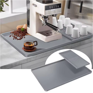 Multi-functional Non-Slip Cafe Maker <b>Mat</b> Kitchen Dish Hot Pads <b>Silicone</b> Coffee Machine Countertop <b>Mat</b> With Detachable Drying <b>Mat</b> - Product Image 1