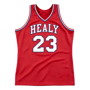 Maillot de basket Healy Classic Passion Red à col en V, 100 % polyester, anti-transpiration, pour homme, idéal pour les matchs - Product Image 1