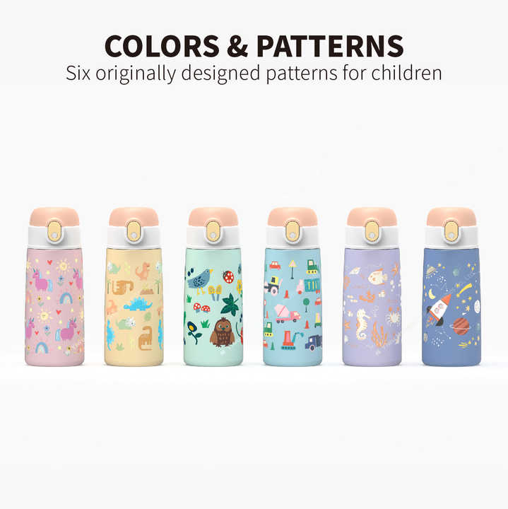 16 oz Hot and Cold Water Bottle Kids Stainless Steel Water Bottle Insulated Flask with Straw
