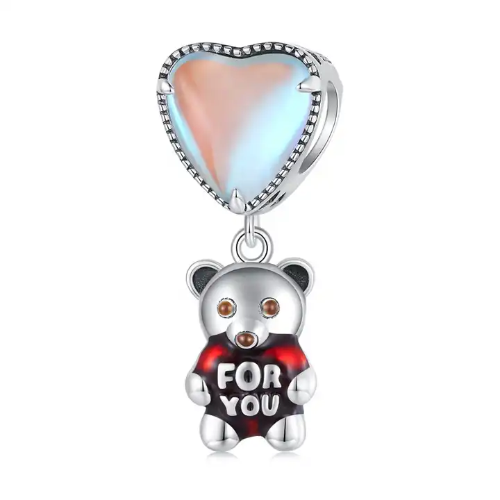 manufacturer little cartoon enamel wholesale charm heart silver geometric  bear decorative cute charms for Jewelry making