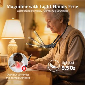 แว่นขยายแบบคล้องคอ LED ชาร์จไฟได้ พร้อมไฟส่องสว่าง สำหรับอ่านหนังสือ เย็บผ้า งานฝีมือ ซ่อมแซม งานละเอียด และใช้เป็นไฟกลางคืน - Product Image 4