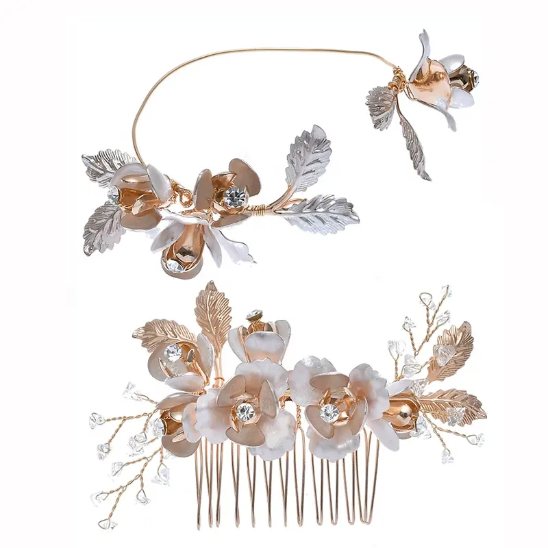 Bridal Hair Comb Delicacy KC Gold Iron Leaves Bridal Hair Comb Accessories Crystal Hair Comb