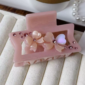 Pinces à cheveux en acétate marbré coréen, design géométrique à strass tendance, usage quotidien, marque personnalisée, vente en gros - Product Image 2