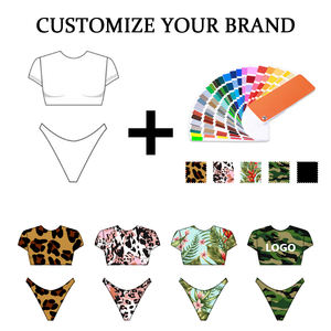 Set Baju Renang 2 Potong Motif Bunga Pastel Push Up Halter Cetak Digital Logo Kustom Ukuran XL - Product Image 3