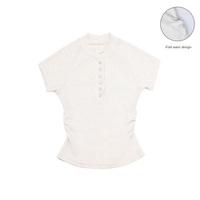 Fabricants de vêtements personnalisés été 92% coton 8% Spandex 220 grammes Base de col demi-ouvert T-shirt à manches courtes pour femmes