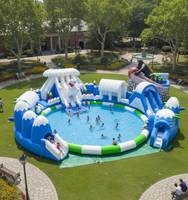 Parc aquatique gonflable commercial extérieur personnalisé en usine avec toboggan aquatique, piscine, jeux du monde des glaces et de la neige