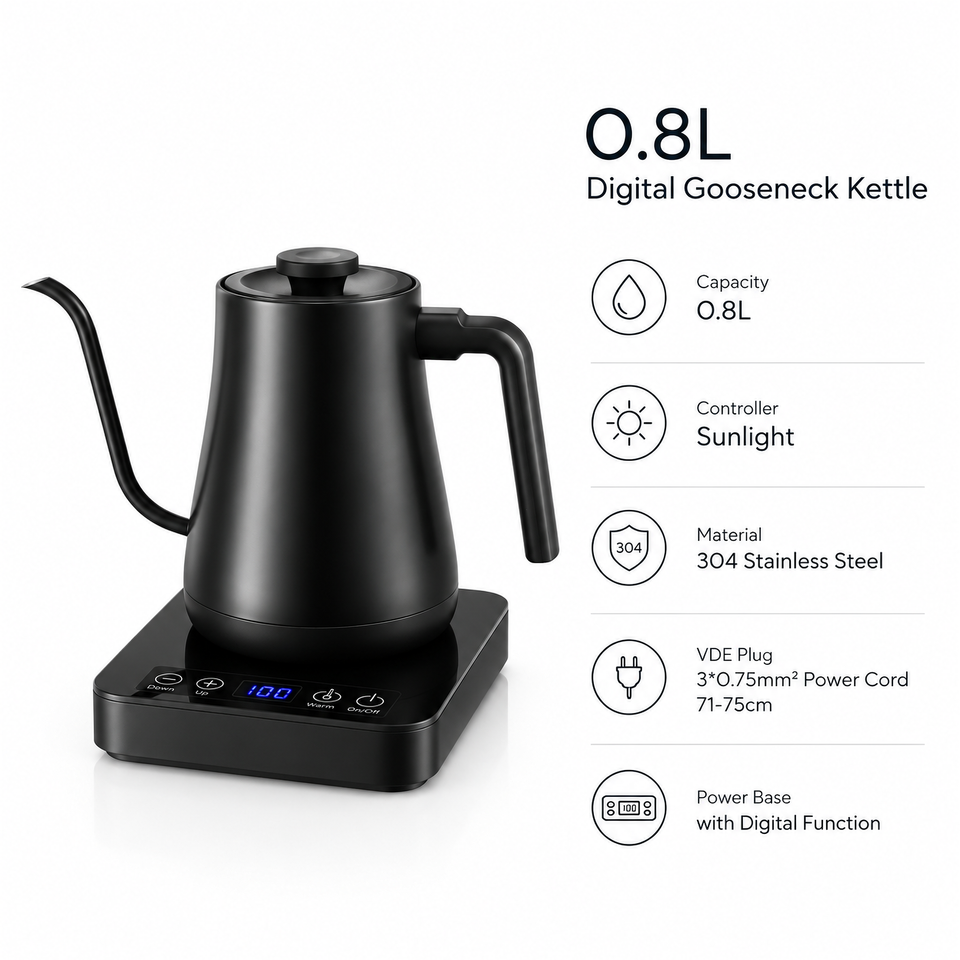 Shut Off Black/color 0.8L Digital Gooseneck Kettle Stainless Steel Sunlight Electric ...