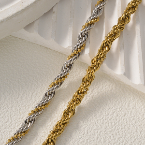 Collares de Moda Finos de Acero Inoxidable con Baño de Oro de 18k, Cadena de Eslabones Brillantes con Cuentas Pequeñas Espaciadas, Ideales para Bodas, Venta al por Mayor - Product Image 3