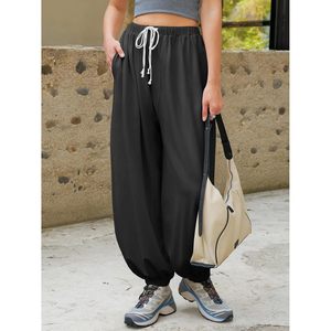 Pantalones Harem Holgados para Mujer, Cintura Elástica con Cordón, Ajuste Holgado, Pantalones Casuales para Hacer Ejercicio con Bolsillos, Tejido de Punto Transpirable - Product Image 4